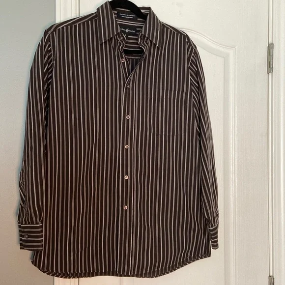 beverly hills polo club men's dress shirts Men’s Beverly Hills Polo Club brown button down shirt